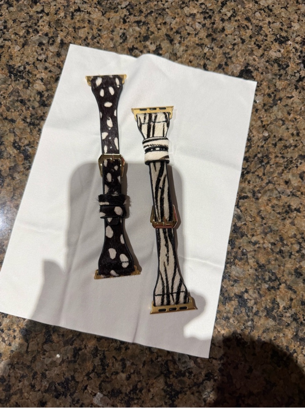 Cape Diablo Spotted and Striped Leather Apple Watch Bands - Black & White